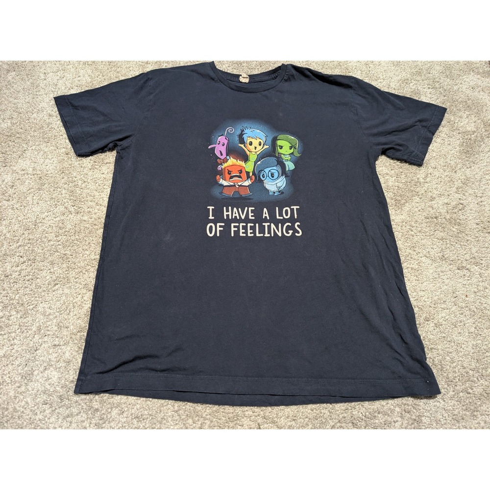 Live and Tell Inside Out I Have A Lot Of Feelings Navy Blue Graphic Tee Shirt XL